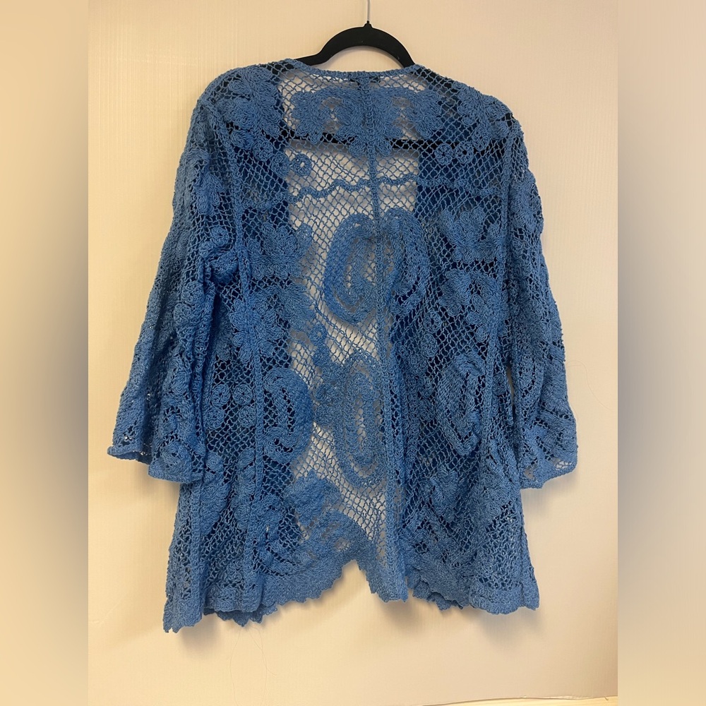 Women's Nina‎ Leonard Scalloped Edge Crotchet Open Cardigan